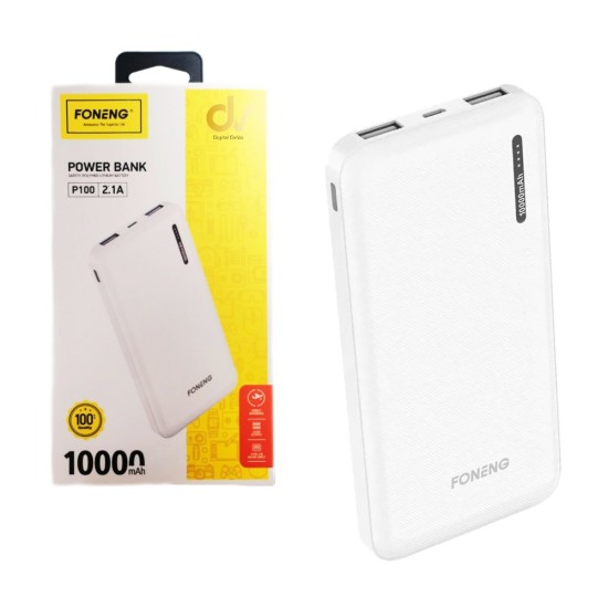 Power Bank Foneng P100 con 2 Outputs 10000mAh Branco